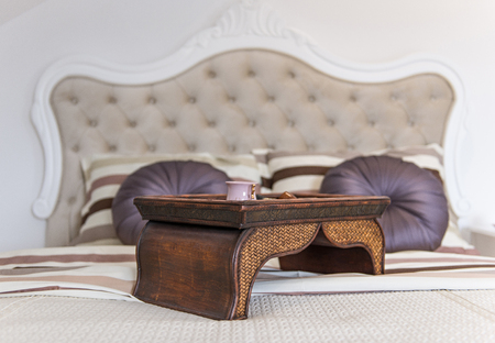 Interior of  bedroom in loft apartmentの写真素材