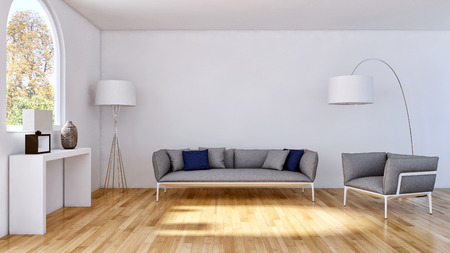 Modern bright interiors. 3d rendered illustrationの写真素材