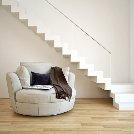 Modern bright interiors. 3d rendered illustrationの写真素材