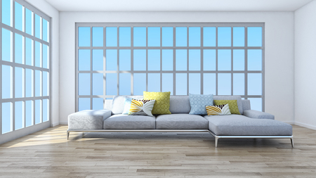 Modern bright interiors. 3d rendered illustrationの写真素材