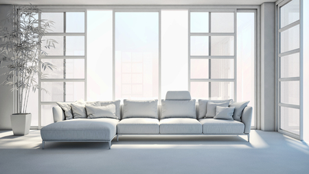 Modern bright interiors. 3d rendered illustrationの写真素材