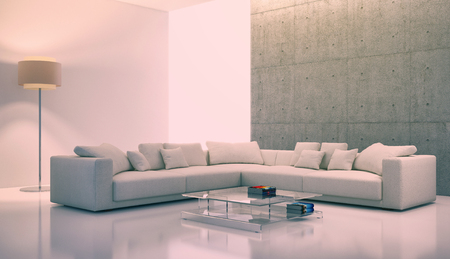 Modern bright interiors. 3d rendered illustrationの写真素材