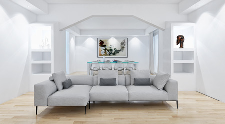 Modern bright interiors. 3d rendered illustrationの写真素材