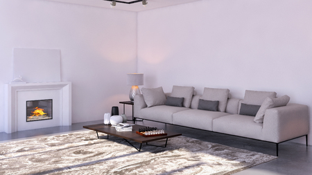 Modern bright interiors. 3d rendered illustrationの写真素材