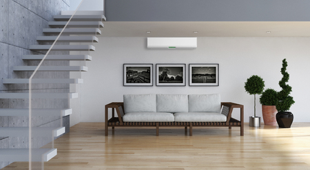 Modern bright interior with air conditioning, 3d rendered illustrationの写真素材