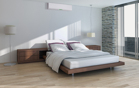 Modern bright interior with air conditioning, 3d rendered illustrationの写真素材