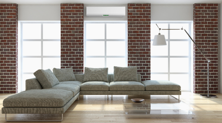 Modern bright interior with air conditioning, 3d rendered illustrationの写真素材