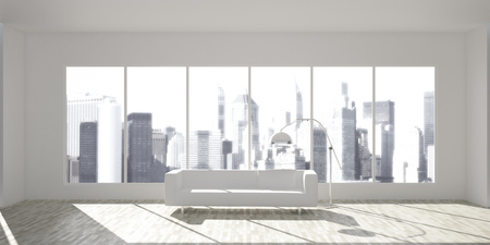 Modern bright interior with air conditioning, 3d rendered illustrationの写真素材