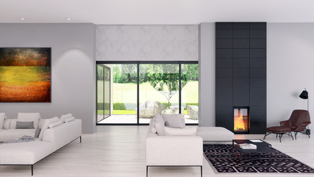 Modern bright interiors. 3d rendered illustration