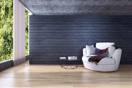 Modern bright interiors. 3d rendered illustration