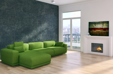 Modern bright interiors 3D rendering illustrationの写真素材