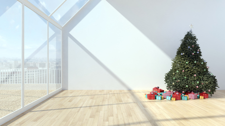 Modern bright interiors 3D rendering illustrationの写真素材