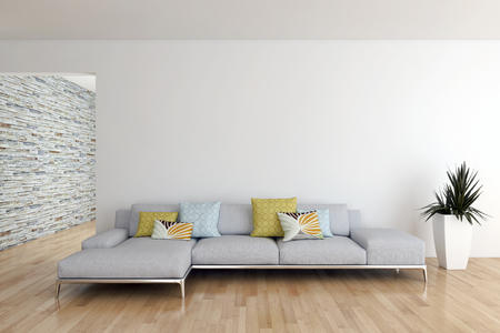 Modern bright interiors 3D rendering illustrationの写真素材
