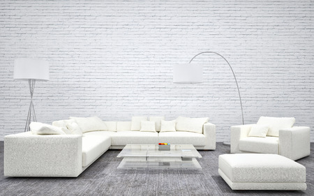 Modern bright interiors 3D rendering illustrationの写真素材