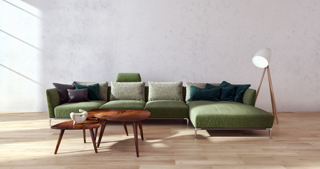 Modern bright interiors 3D rendering illustrationの写真素材