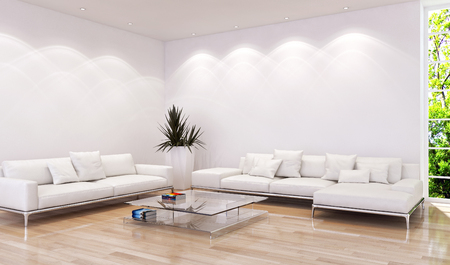 Modern bright interiors 3D rendering illustrationの写真素材