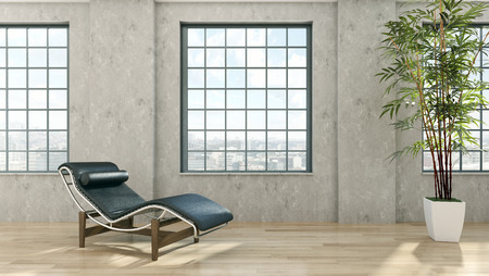 Modern bright interiors 3D rendering illustration