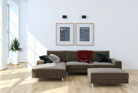 Modern bright interiors 3D rendering illustrationの写真素材