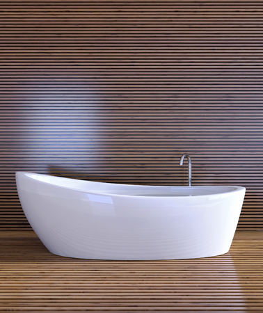 Modern bright bathroom interiors 3D rendering illustrationの写真素材