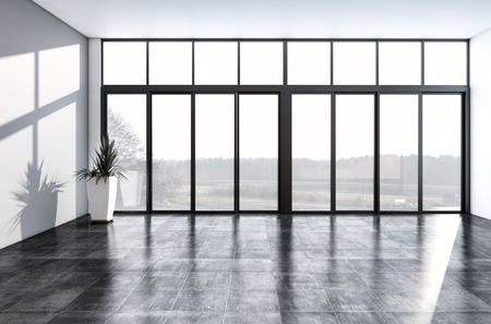 Modern bright interiors empty room 3D rendering 
illustration