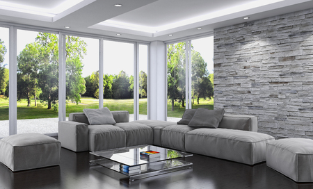 Modern bright interiors 3D rendering 
illustrationの写真素材