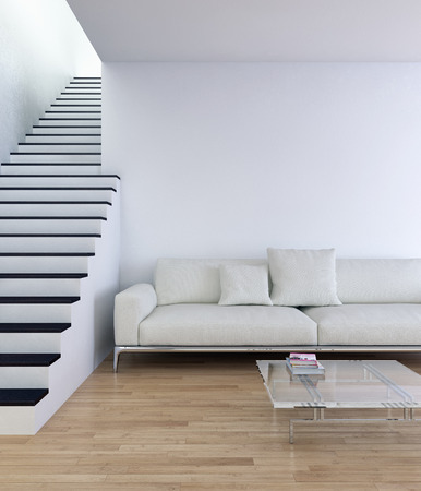 Modern bright interiors 3D rendering illustrationの写真素材