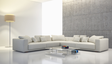 Modern bright interiors 3D rendering illustrationの写真素材