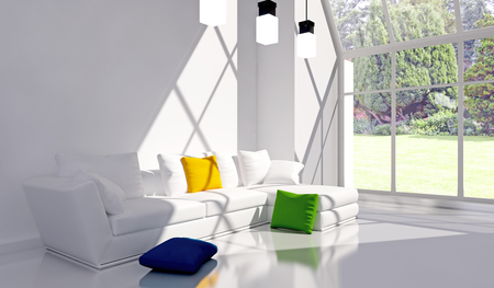 Modern bright interiors 3D rendering illustrationの写真素材