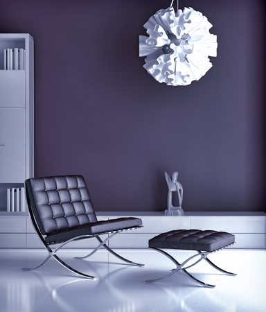 Modern bright interiors 3D rendering illustrationの写真素材