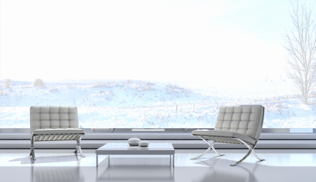 Modern bright interiors 3D rendering illustrationの写真素材