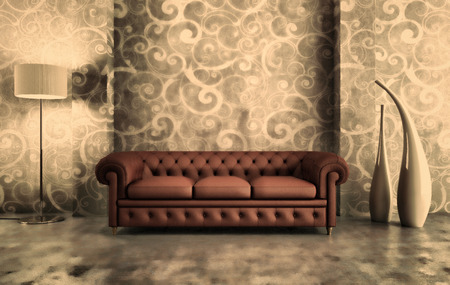 Modern bright interiors 3D rendering illustrationの写真素材