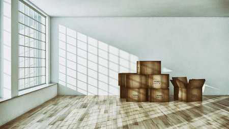 Modern bright interiors room 3D rendering illustrationの写真素材