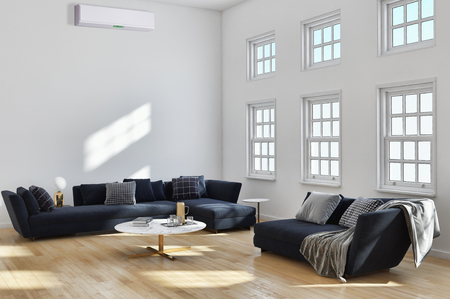 large luxury modern bright interiors with air conditioning illustration 3D rendering computer generated image not photos and not private propertyの写真素材