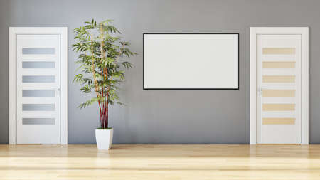 large luxury modern bright interiors with mock up poster frame illustration 3D rendering computer generated image not photos and not private propertyの写真素材