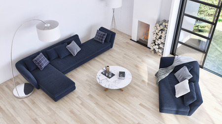 large luxury modern bright interiors room illustration 3D rendering computer generated image not...