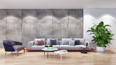 large luxury modern bright interiors Living room illustration 3D rendered computer digitally...