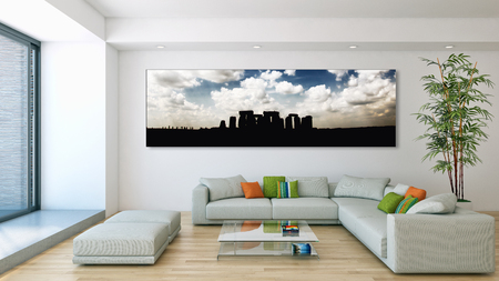 Modern bright interiors 3D rendering illustration