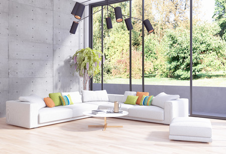 large luxury modern bright interiors Living room illustration 3D rendering computer digitally generated imageの写真素材