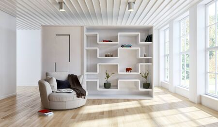 large luxury modern bright interiors Living room illustration 3D rendering computer digitally generated imageの写真素材