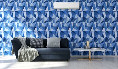 large luxury modern bright interiors living room with air conditioning illustration 3D renderingの写真素材