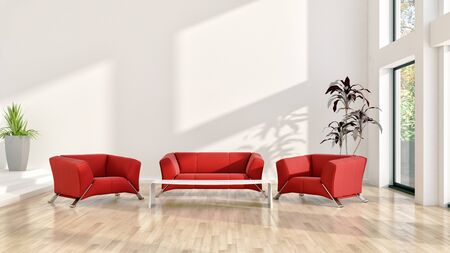 large luxury modern bright interiors Living room illustration 3D rendering computer digitally...