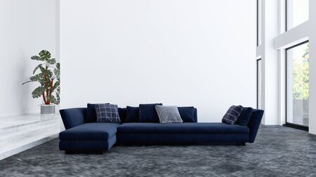 large luxury modern bright interiors Living room illustration 3D rendering computer digitally...