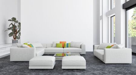 large luxury modern bright interiors Living room illustration 3D rendering computer digitally generated imageの写真素材