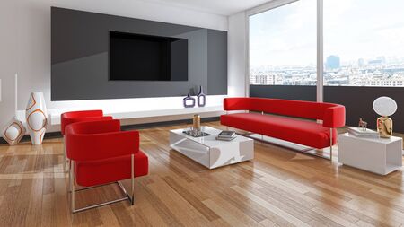 large luxury modern bright interiors Living room illustration 3D rendering computer digitally generated imageの写真素材