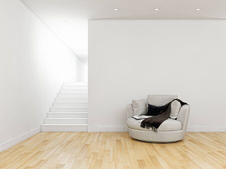 large luxury modern bright interiors Living room illustration 3D rendering computer digitally...