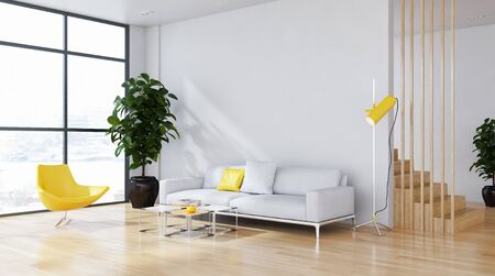 large luxury modern bright interiors Living room illustration 3D rendering computer digitally generated imageの写真素材