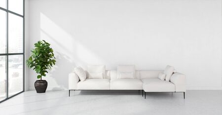 large luxury modern bright interiors Living room illustration 3D rendering computer digitally...