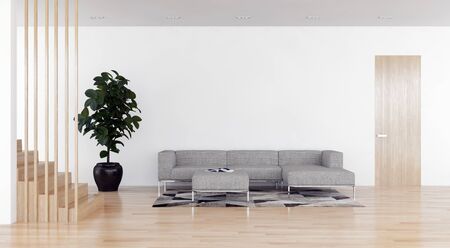 large luxury modern bright interiors Living room illustration 3D rendering computer digitally...