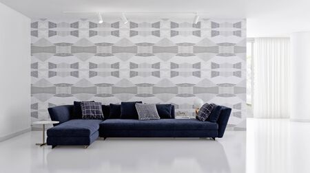 large luxury modern bright interiors Living room illustration 3D rendering computer digitally...