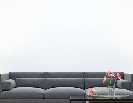 large luxury modern bright interiors Living room mockup illustration 3D rendering computer digitally generated imageの写真素材
